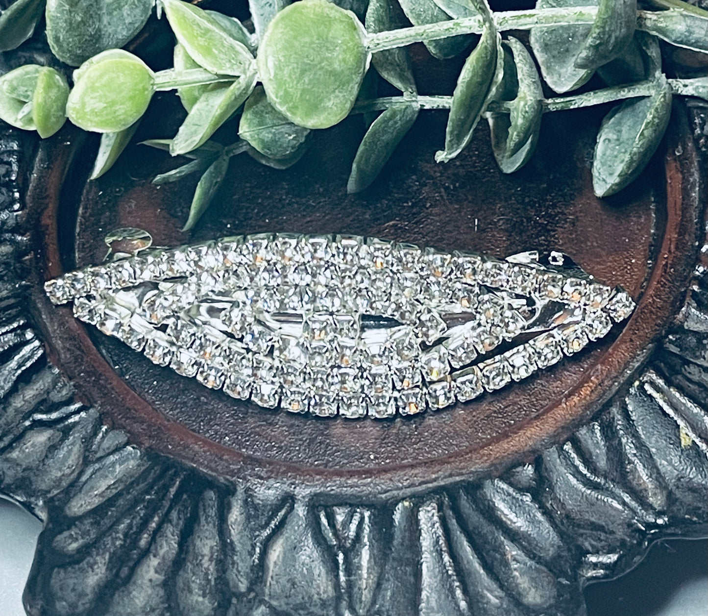 Clear Crystal rhinestone barrette approximately 3.0” silver tone formal hair accessories gift wedding bridesmaid Prom birthday gifts
