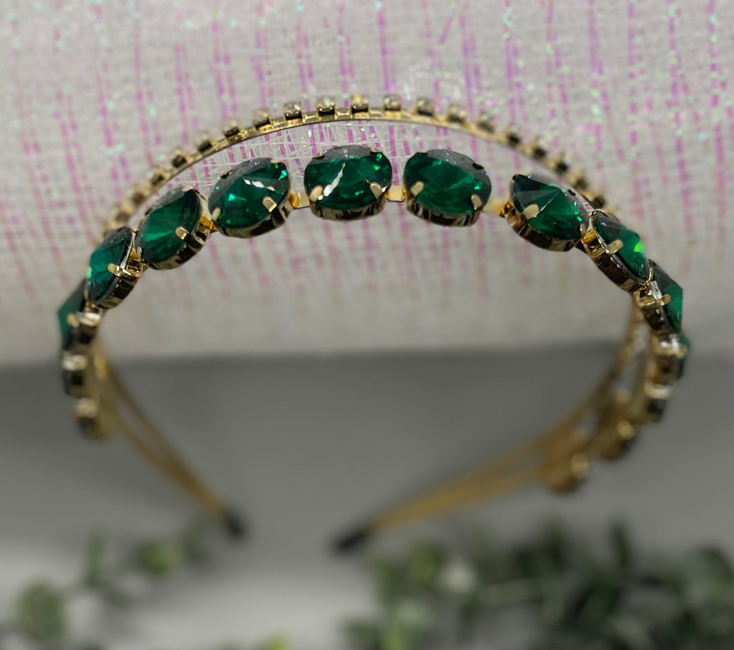 Emerald crystal rhinestone headband 