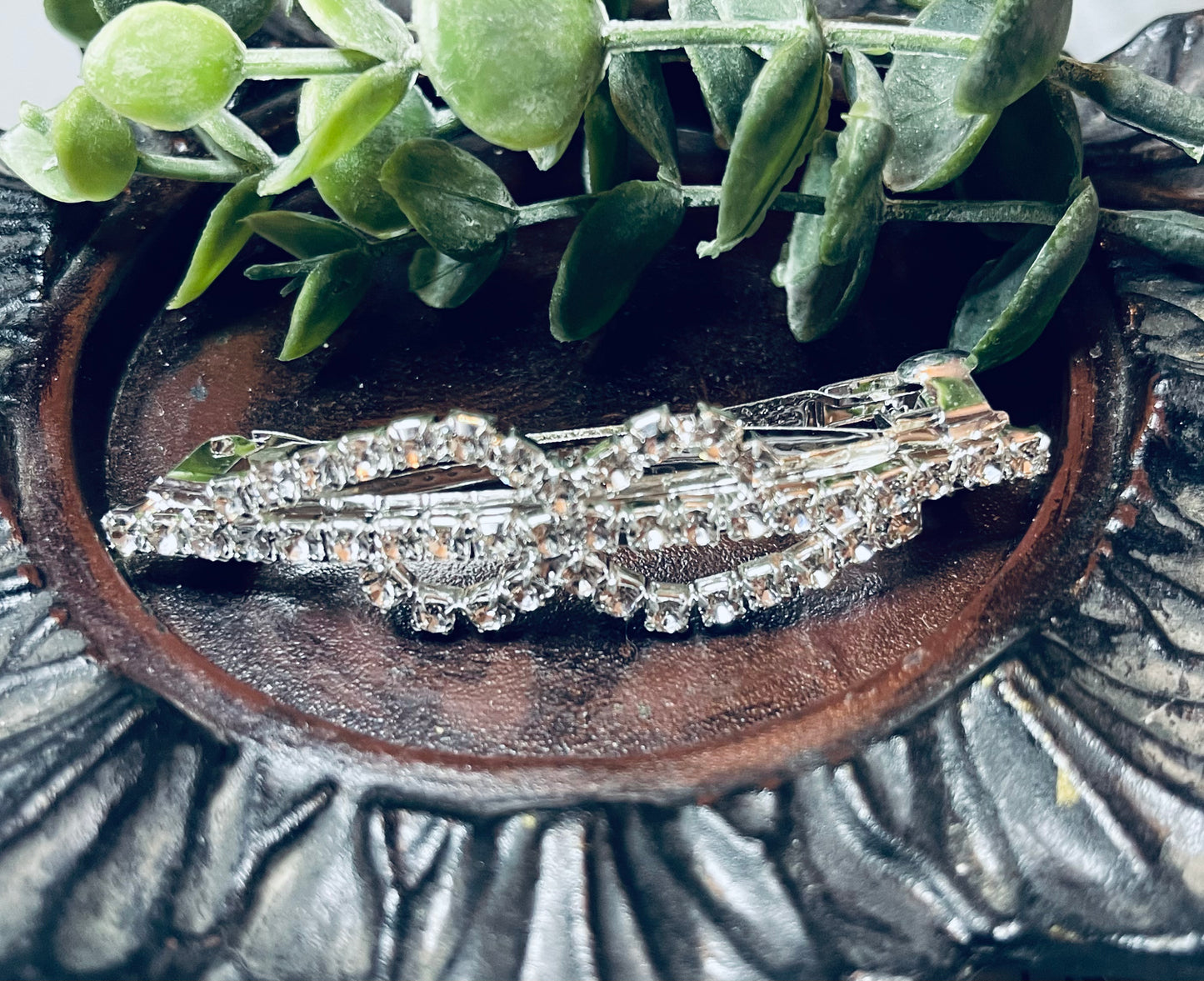Clear Crystal rhinestone barrette approximately 3.0” silver tone formal hair accessories gift wedding bridesmaid