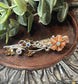 Orange Crystal rhinestone flowers alligator salon clip approximately 2.5” silver tone formal hair accessories gift wedding bridesmaid prom birthday mother of bride groom