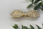 Gold bow Crystal rhinestone barrette approximately 3.0” gold tone formal hair accessories gift wedding bridesmaid