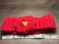 Handmade crochet Red yellow flower headband 100% cotton girls headband gift soft gentle headband 18” stretchable cotton