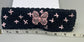 Handmade crochet black pink embroidered butterfly headband 100% cotton girls headband gift soft gentle headband 18” stretchable cotton