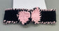 Handmade crochet black pink bow headband 100% cotton girls headband gift soft gentle headband 18” stretchable cotton