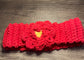 Handmade crochet Red yellow flower headband 100% cotton girls headband gift soft gentle headband 18” stretchable cotton