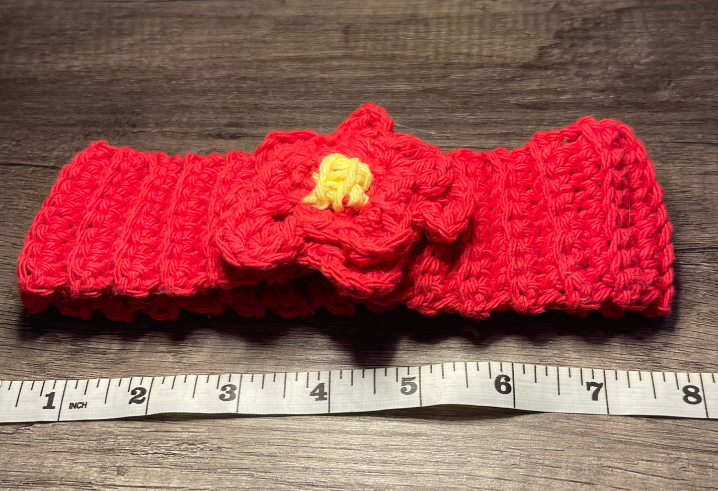 Handmade cream Red yellow flowers headband 100% cotton girls headband gift flowers 18” strechable soft gentle headband