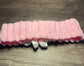 Handmade crochet pink white daisy flower headband 100% cotton girls headband gift soft gentle headband 18” stretchable cotton