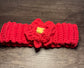 Handmade cream Red yellow flowers headband 100% cotton girls headband gift flowers 18” strechable soft gentle headband