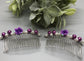 White Purple Flower Pearl Beaded Hair Clip Comb Retro 2 Piece Set