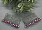 Hot Pink White Beaded Hair Comb 3.5'' Silver Tone Comb 2pc set Retro Bridal Prom Wedding Party