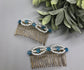 Clear Blue White Beaded  Side Hair Comb Gold Metal Hair 3.5" Hair Comb Retro Vintage Style 2 pc