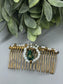 Emerald Green Gold White  Pearl Beaded White Hair Comb Retro Bridal Wedding Party