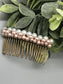 White Pink Beaded Hair Comb 3.5'' Gold Tone  Comb Retro Bridal Prom Wedding Party