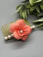Peach Flower White Beads 3.5' Metal Side Comb Retro Vintage Style 1 pc