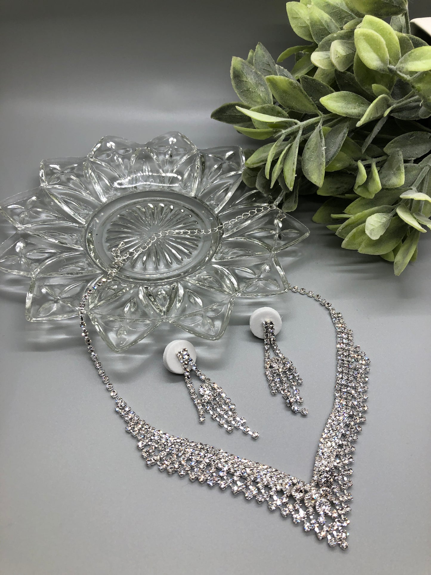 Clear Crystal Rhinestone Bridal Necklace Earrings Sets Wedding Formal Shower Party Event Accessories