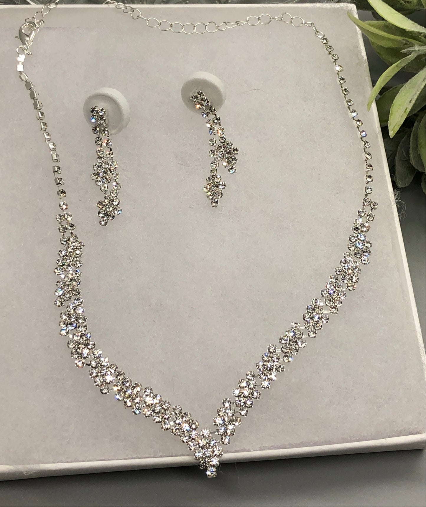 Crystal Rhinestone Bridal Necklace Earrings Sets Wedding Formal Shower Party Event Accessories #005
