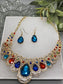Rainbow Multi Color Crystal Rhinestone Bridal Necklace Earrings Sets Wedding Formal Shower Party Event Accessories #011
