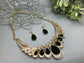 Black Crystal Rhinestone Bridal Necklace Earrings Sets Wedding Formal Shower Party Event Accessories #014