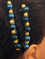 Blue Gold Beaded Hair Comb Retro Bridal Wedding Party Prom