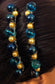 Blue Gold Beaded Hair 3.5'Comb Retro Bridal Wedding Party Prom 2pc Set