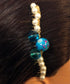 Blue White Marbel ball Beaded Hair Comb Retro Bridal Wedding Party Prom
