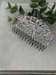 Purple pink crystal vintage style silver tone side comb hair accessory accessories gift birthday event formal
