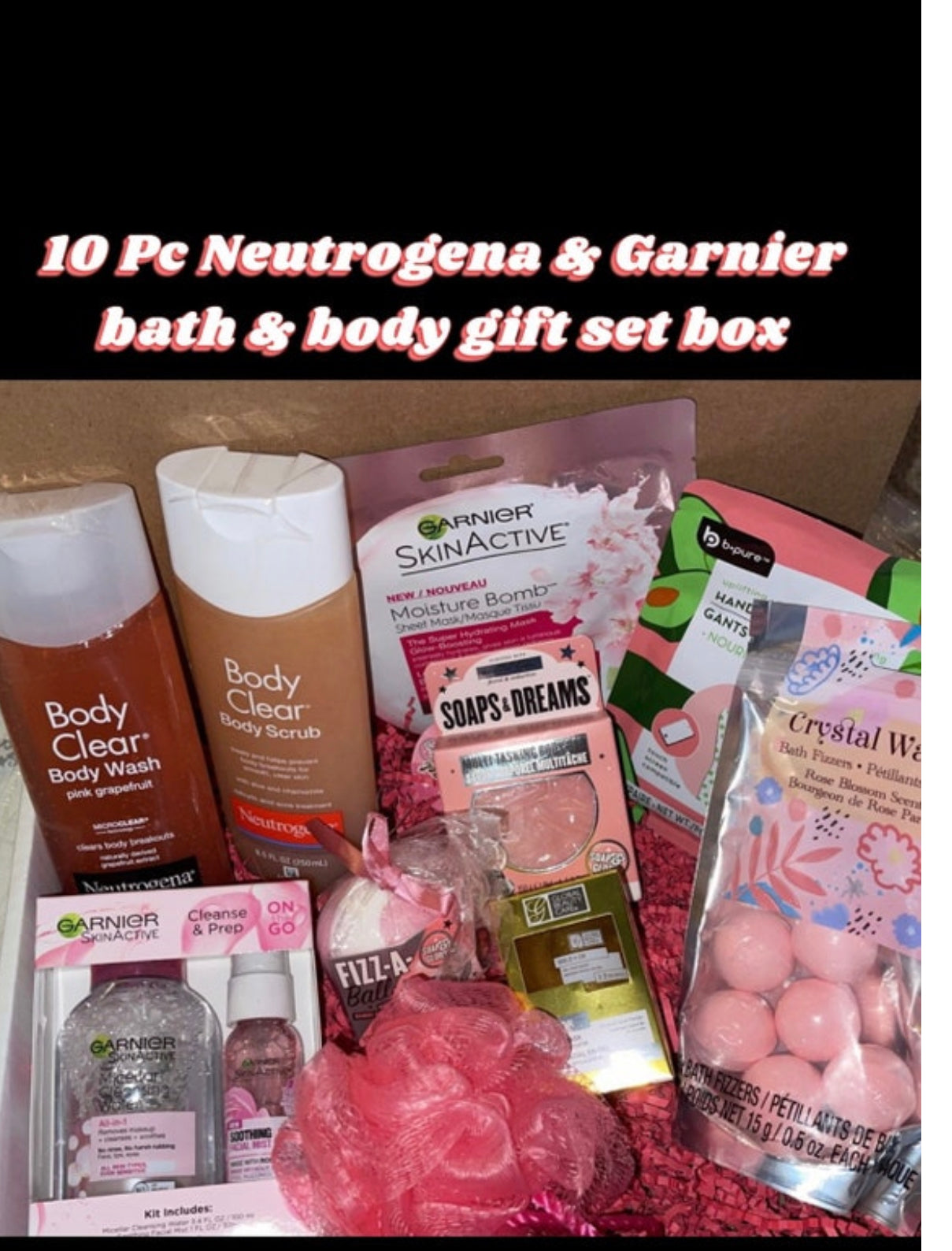 10 Pc Neutrogena & Garnier Gift Set Box valentines day Birthday Shower Get Well Thinking Of You. Free shipping