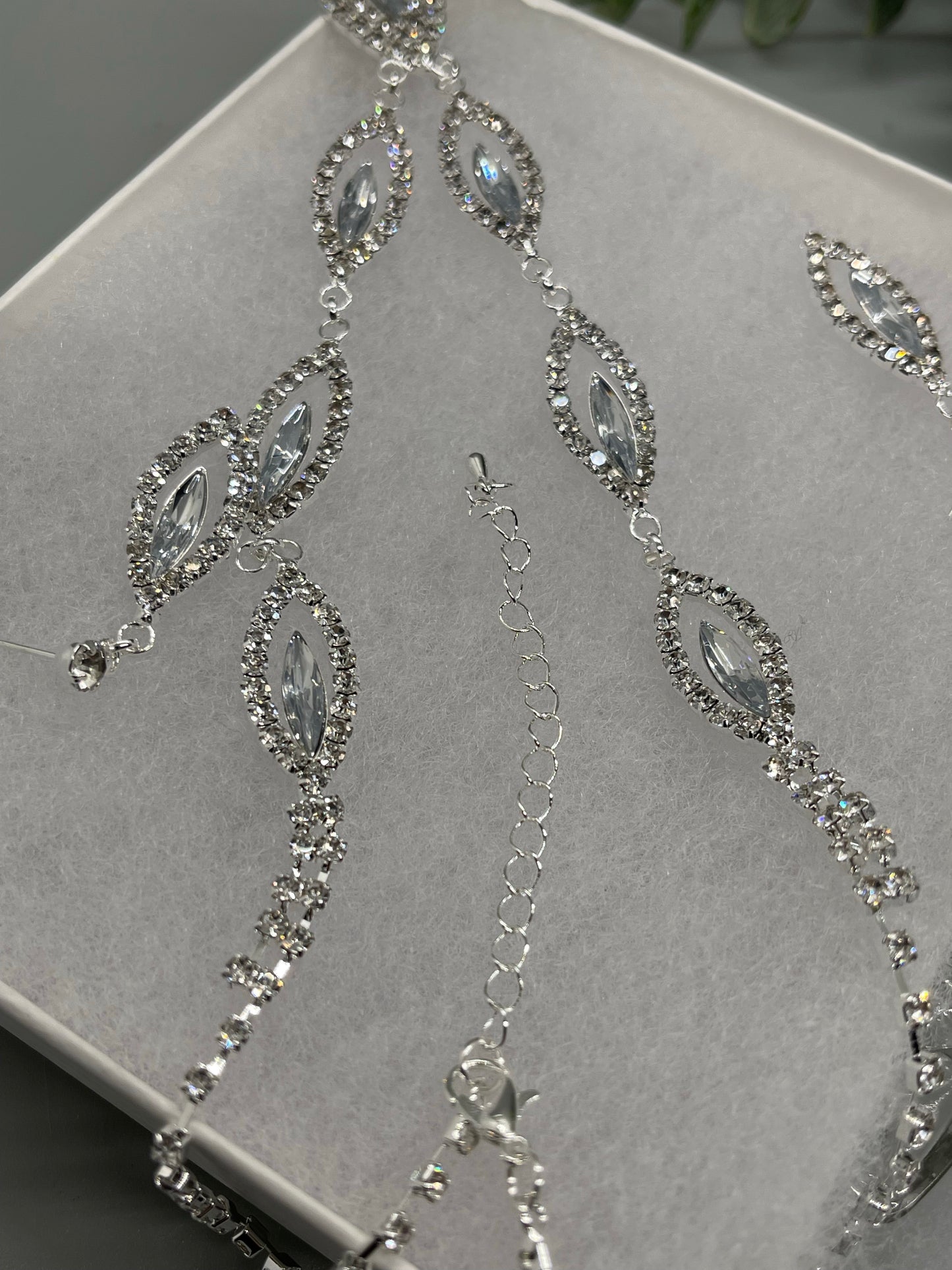 Clear Crystal Rhinestone necklace earrings set bridal wedding engagement formal accessory accessories