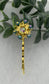 iridescent Teal crystal Gold Antique vintage Style approximately 3.0” flower hair pin wedding engagement bride princess