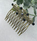 Black Pearl Crystal vintage antique style leaf side hair comb approximately 2.5” long  Handmade hair accessory bridal wedding