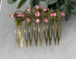 Pink crystal rhinestone vintage style antique  tone side comb hair accessory accessories gift birthday event formal bridesmaid  2.5” Metal side Comb