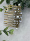 White crystal rhinestone pearl vintage style antique  hair accessories gift birthday event formal bridesmaid  2.5” Metal side Comb #251