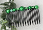 Emerald Green faux Pearl crystal side comb approximately 3.5” long plastic hair accessory bridal wedding Retro
