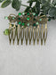 Green crystal rhinestone 2.5” side Comb Antique vintage style bridal Wedding shower sweet 16 birthday princess bridesmaid hair accessory