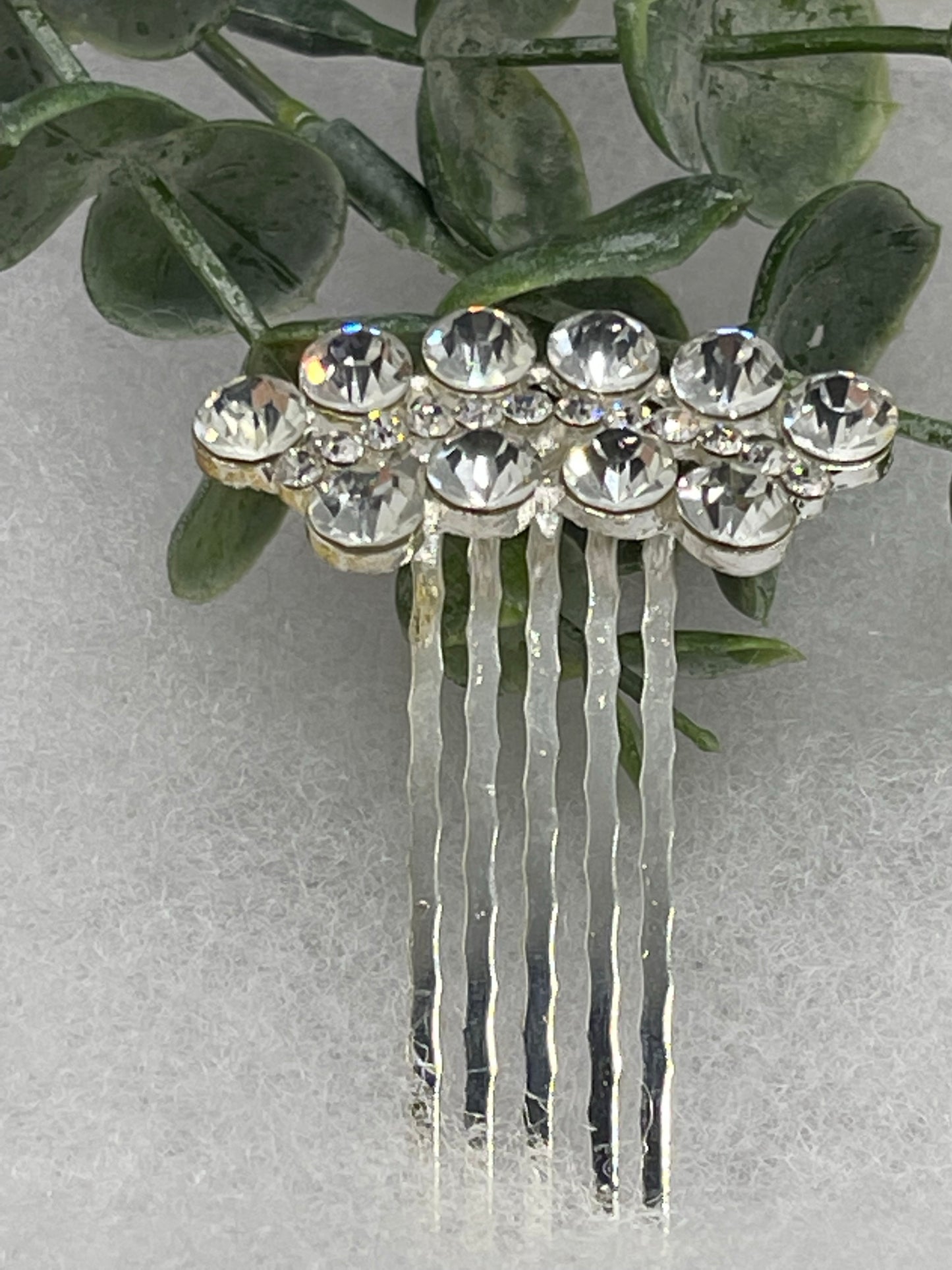 Silver crystal rhinestone flowers approximately 2.5” hair side comb wedding bridal shower engagement formal princess accessory accessories