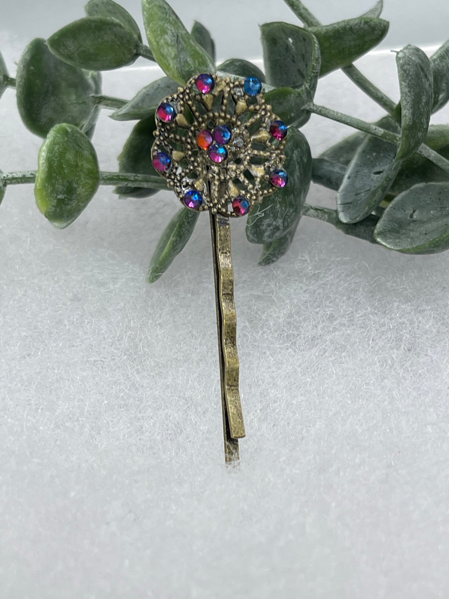 Antique vintage style blue flame 2.5” crystal rhinestone hair pins bridal Wedding shower sweet 16 birthday princess bridesmaid hair accessory