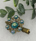 Blue Iridescent  faux pearl vintage antique style flower hair alligator clip 2.0” Handmade hair accessory bridal wedding