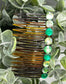 Green faux Rhinestone hair comb accessory side tortoise Comb 3.5” plastic side Comb