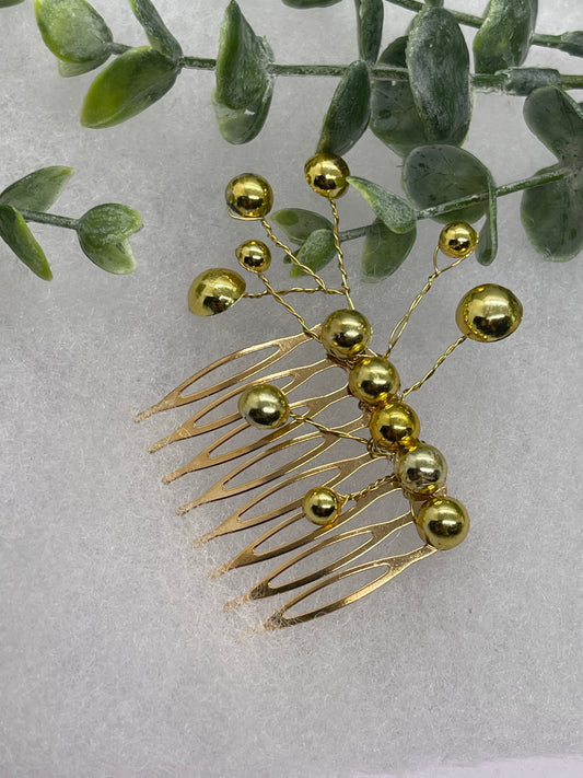 Gold faux Pearl 2.0” gold tone bridal side Comb accents vine handmade by hairdazzzel wedding accessory bride princess gifts