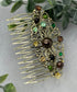 Camouflage crystal rhinestone pearl vintage style antique  hair accessories gift birthday event formal bridesmaid  3.5” Metal side Comb ##925