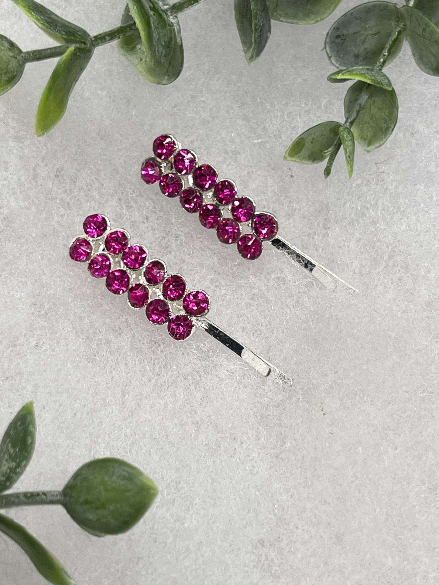 Purple Crystal Rhinestone Bobby pin hair pins set approximately 2.0”  silver tone formal hair accessory gift wedding bridal Hair accessory