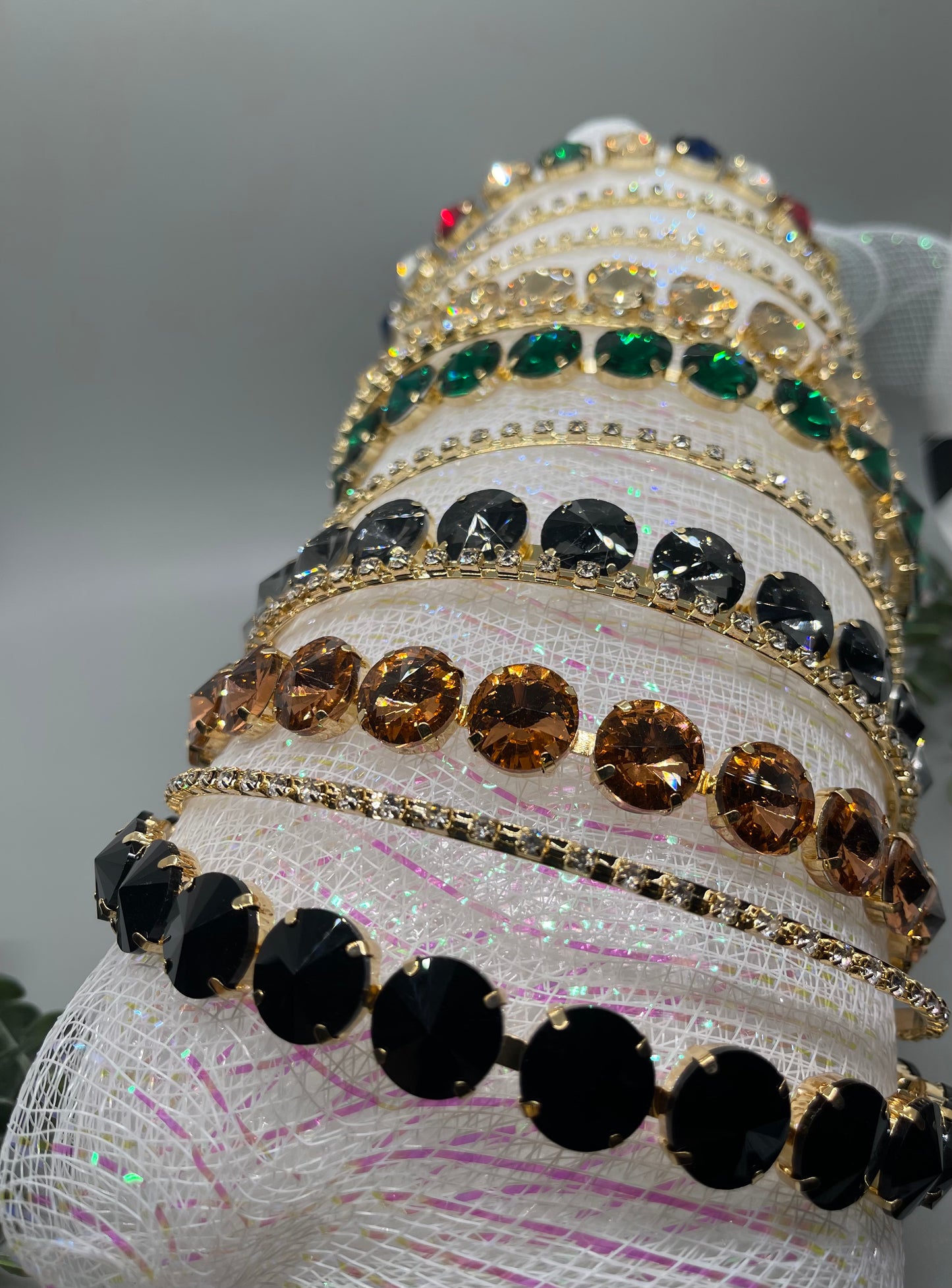Golden crystal rhinestone luxe headband Elegant formal princess wedding engagement birthday bridesmaid sweet 16 hair accessory