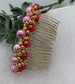 Pink gold beaded side Comb 3.5” gold Metal hair Accessories bridesmaid birthday princess wedding gift handmade accessories