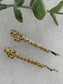 Gold crystal rhinestone approximately 2.0” silver tone hair pins 2 pc set wedding bridal shower engagement formal princess accessory accessories