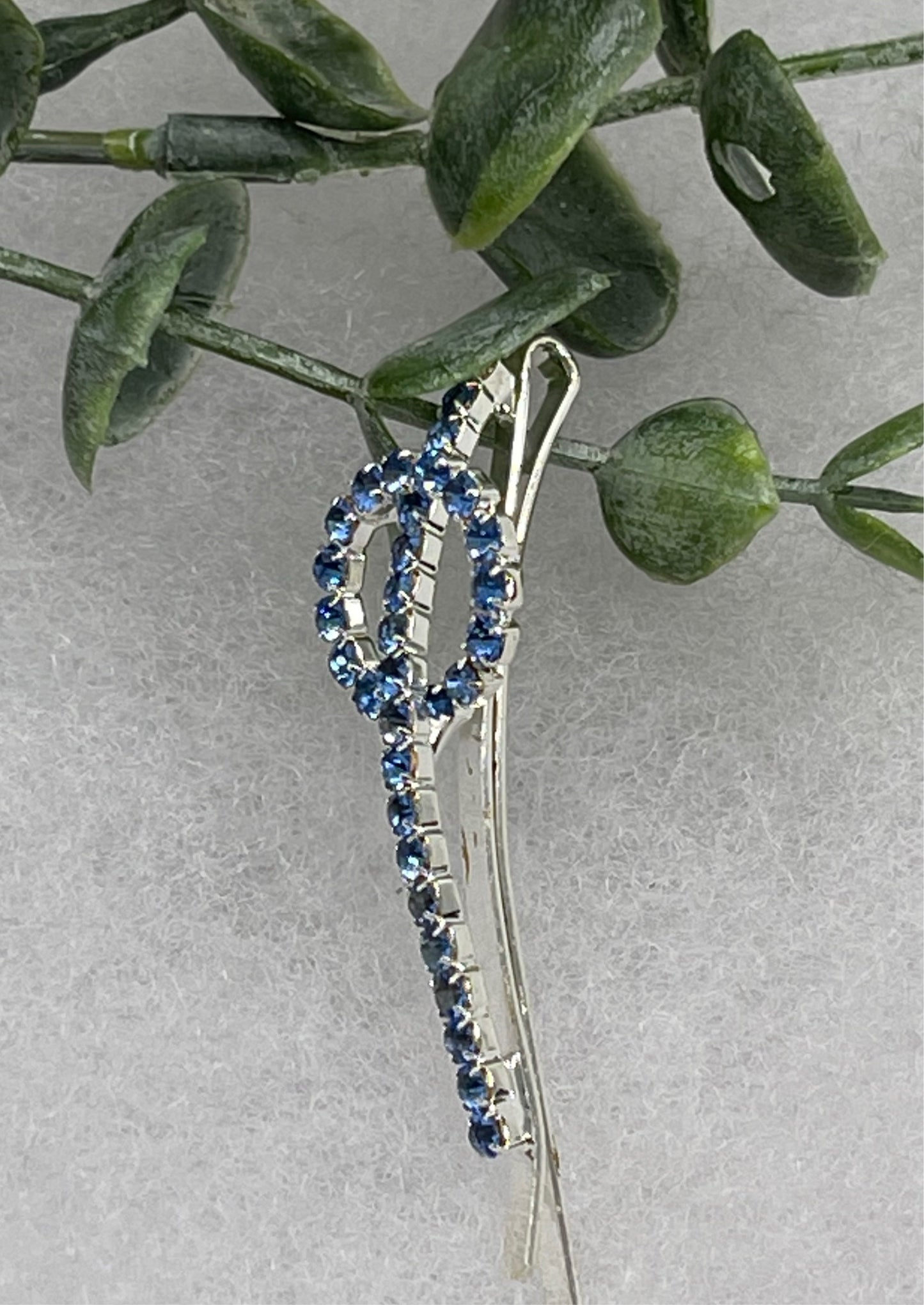 Blue Crystal Rhinestone hair pin silver tone  2.5 ” bridesmaid wedding formal princess accessory accessories