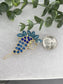 Blue Crystal Rhinestone peacock hair clip approximately 3.0”Metal gold tone formal hair accessory gift wedding bridal engagement