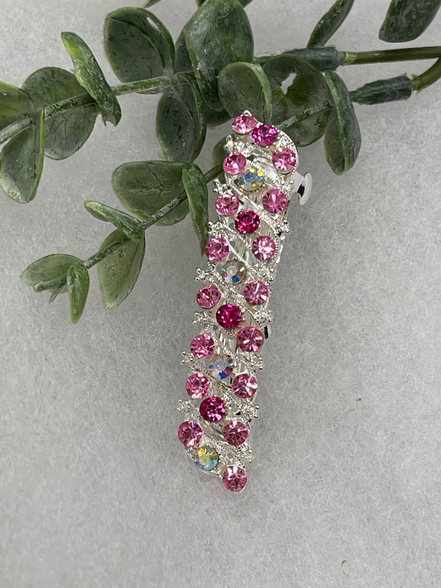 Pink Crystal rhinestone barrette approximately 3.0” wedding bridal shower engagement formal princess accessory at