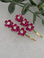 Hot pink crystal rhinestone flowers approximately 2.0” gold tone hair pins 2 pc set wedding bridal shower engagement