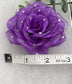 Purple Rose flower crystal rhinestone embellished alligator clip approximately 3.0” formal hair accessory wedding bridal engagement princess bridesmaid