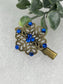 Royal blue Crystal vintage antique style flower hair alligator clip approximately 2.0” long Handmade hair accessory bridal wedding Retro